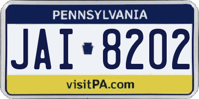 PA license plate JAI8202