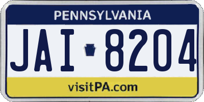 PA license plate JAI8204