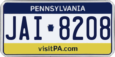 PA license plate JAI8208