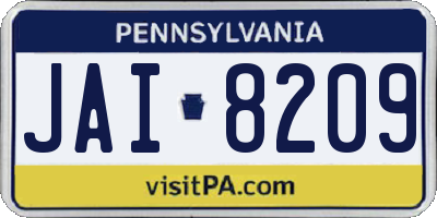 PA license plate JAI8209