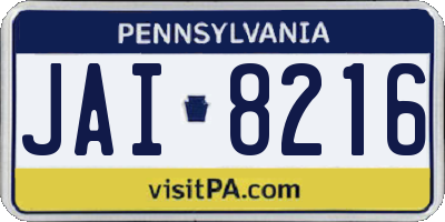 PA license plate JAI8216