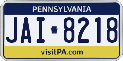 PA license plate JAI8218
