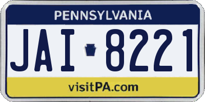 PA license plate JAI8221