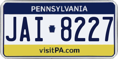 PA license plate JAI8227