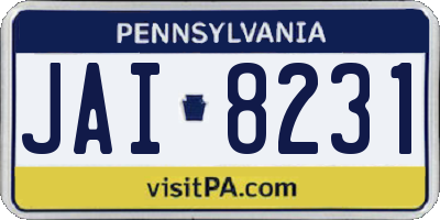 PA license plate JAI8231