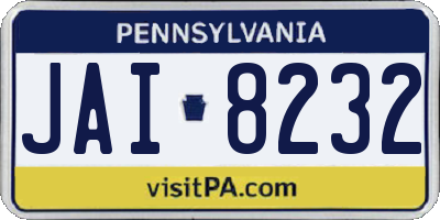 PA license plate JAI8232