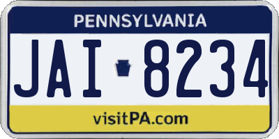 PA license plate JAI8234