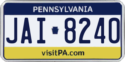 PA license plate JAI8240
