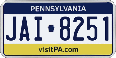 PA license plate JAI8251
