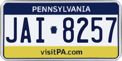 PA license plate JAI8257