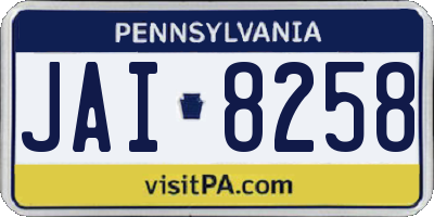 PA license plate JAI8258