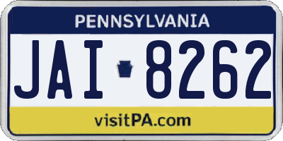 PA license plate JAI8262