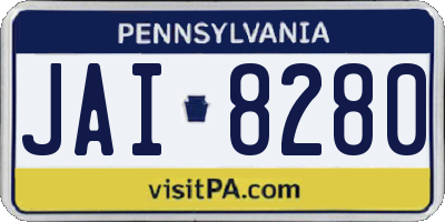 PA license plate JAI8280
