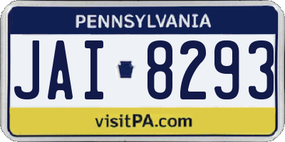 PA license plate JAI8293