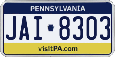 PA license plate JAI8303
