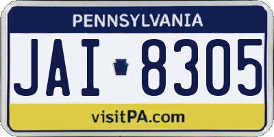 PA license plate JAI8305