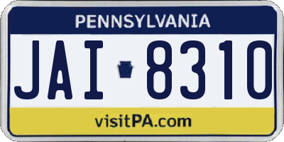 PA license plate JAI8310