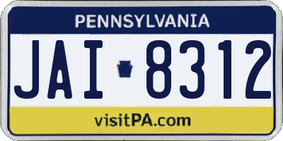 PA license plate JAI8312