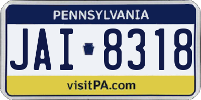 PA license plate JAI8318
