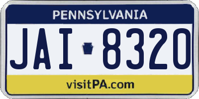 PA license plate JAI8320
