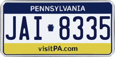 PA license plate JAI8335