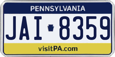 PA license plate JAI8359