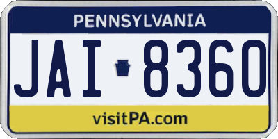 PA license plate JAI8360