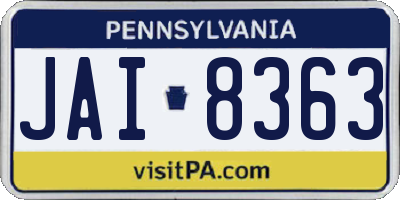 PA license plate JAI8363
