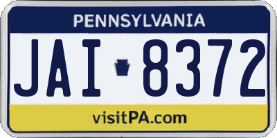 PA license plate JAI8372