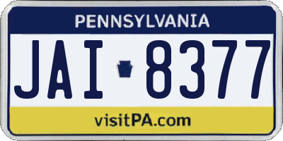 PA license plate JAI8377