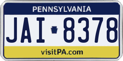 PA license plate JAI8378