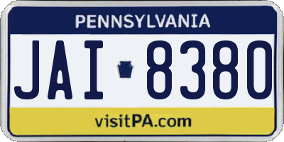 PA license plate JAI8380