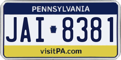 PA license plate JAI8381