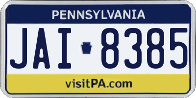 PA license plate JAI8385