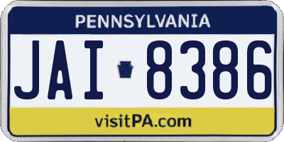 PA license plate JAI8386