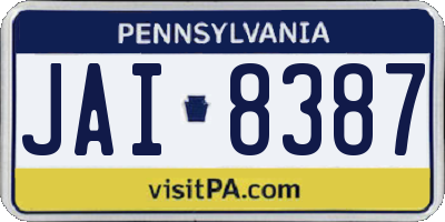 PA license plate JAI8387