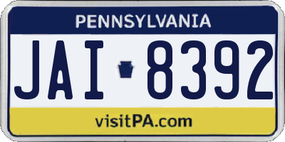 PA license plate JAI8392