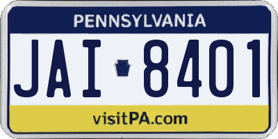 PA license plate JAI8401