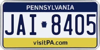PA license plate JAI8405