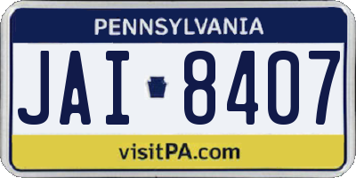 PA license plate JAI8407