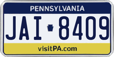 PA license plate JAI8409