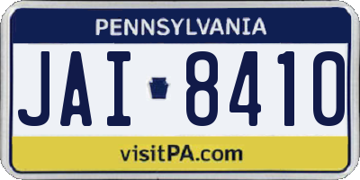 PA license plate JAI8410