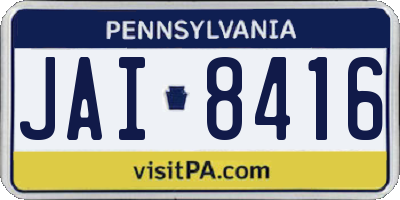 PA license plate JAI8416