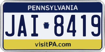 PA license plate JAI8419