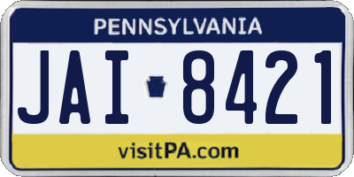 PA license plate JAI8421