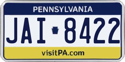 PA license plate JAI8422