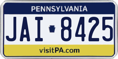 PA license plate JAI8425