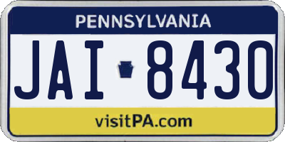 PA license plate JAI8430