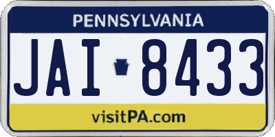 PA license plate JAI8433