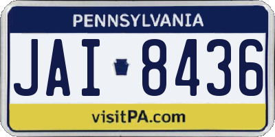 PA license plate JAI8436